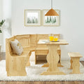 MUSEHOMEINC Classic 3-Piece Solid Wood Breakfast Nook Dining Set with Side Bench and Hidden Storage