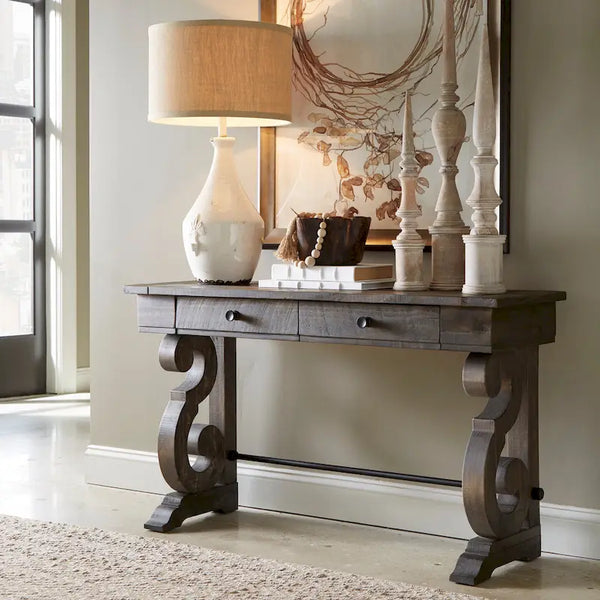 Bellamy Classic Weathered Peppercorn Storage Console Table