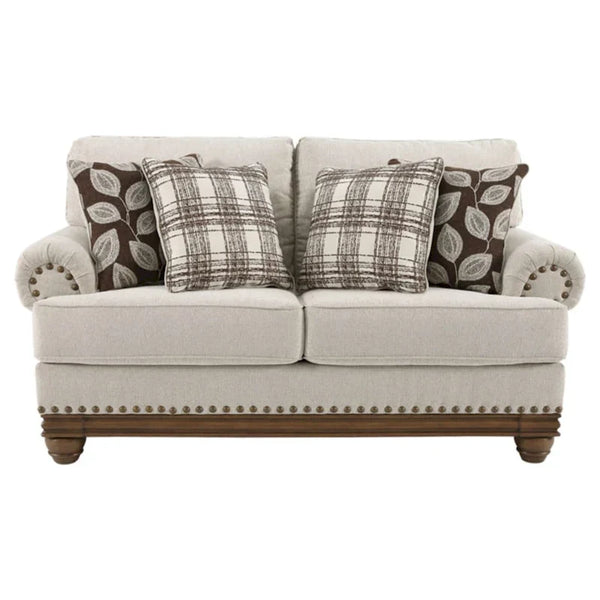 Harleson Classic Wheat Brown Loveseat with Nailhead Accents
