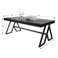 46-Inch Tempered Glass Top Metal Wrought Iron Coffee Table for Living Room
