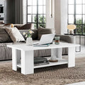 36-Inch Modern Wood Coffee Table with 2-Tier Storage Shelf