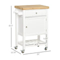 HOMCOM Rolling Kitchen Cart - Versatile Kitchen Island with Smooth Rubberwood Top and Narrow Butcher Block Surface on Wheels