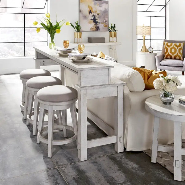 Distressed White 4-Piece Modern Farmhouse Flea Market Set