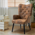 AVAWING Tufted Wingback Accent Chair with Arms - Rustic Design