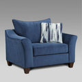 Roundhill Furniture Camero Navy Blue Fabric Pillowback 4-Piece Sofa Set