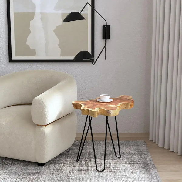 East at Main Live-Edge Teak Wood Table with Iron Legs
