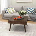 Cozy Rustic Solid Wood Square Coffee Table for Living Room - 24" W x 24" L x 15.3" H