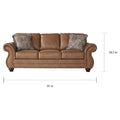 Roundhill Furniture Leinster Brown Fabric Sofa and Loveseat with Nailhead Trim