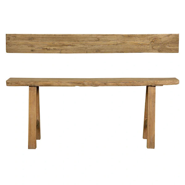 Artissance 43L Natural Wood Small Noodle Bench for Indoor and Outdoor Use - Perfect for Entryways, Hallways, and Patios