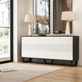 Contemporary 63-Inch Black and White Bookmatched Buffet with 4 Doors - Stylish Sideboard Table