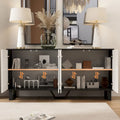 Contemporary 63-Inch Black and White Bookmatched Buffet with 4 Doors - Stylish Sideboard Table