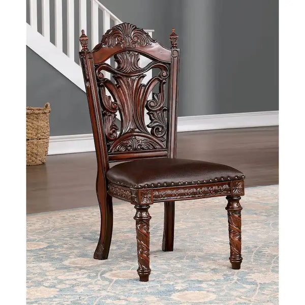 Abeena Set of 2 Traditional Cherry Solid Wood Side Chairs by Furniture of America