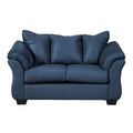 Aruca Navy Blue Microfiber Sofa and Loveseat Set with Pillow Back
