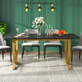 Modern 63-Inch Black Rectangular Dining Table for 4 to 6 People