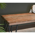Roundhill Furniture Aryven Rustic Dark Pine Industrial Dining Bench