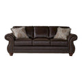 Roundhill Furniture Leinster Espresso Fabric Upholstered Sofa and Loveseat Set with Nailhead Trim
