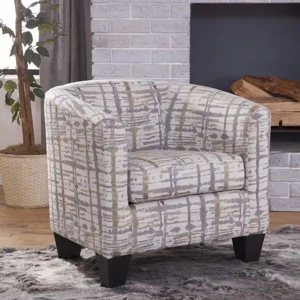 Grafton Home Enzo Gold and Grey Splatter Upholstered Accent Barrel Chair