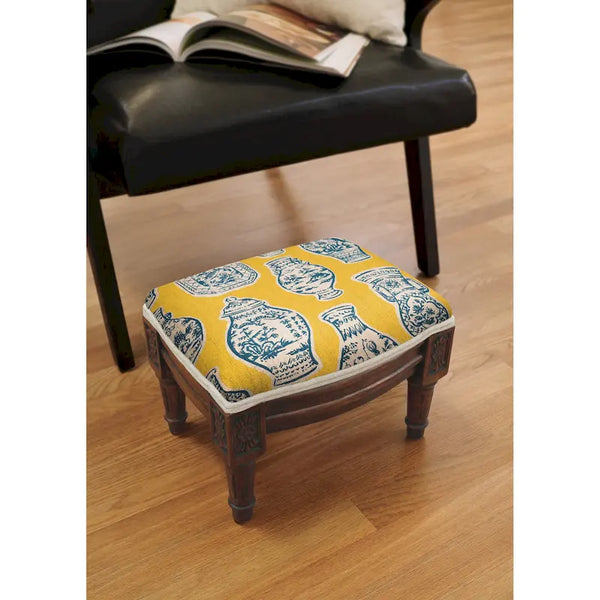 Blue and Yellow Ginger Jar Ottoman