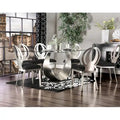 Heer Contemporary Black Steel U-Shaped Pedestal 7-Piece Dining Set by Furniture of America
