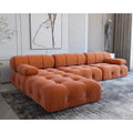 Contemporary Large Modular Sectional Sofa in Orange Velvet