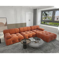 Contemporary Large Modular Sectional Sofa in Orange Velvet