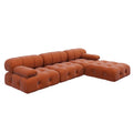 Contemporary Large Modular Sectional Sofa in Orange Velvet