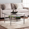 Glenn Distressed Silver Round Coffee Table with Glass Top and Shelf by SEI Furniture