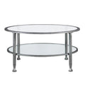 Glenn Distressed Silver Round Coffee Table with Glass Top and Shelf by SEI Furniture