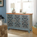 Vintage-Inspired Hollow-Carved 3-Door Storage Cabinet