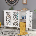 Vintage-Inspired Hollow-Carved 3-Door Storage Cabinet