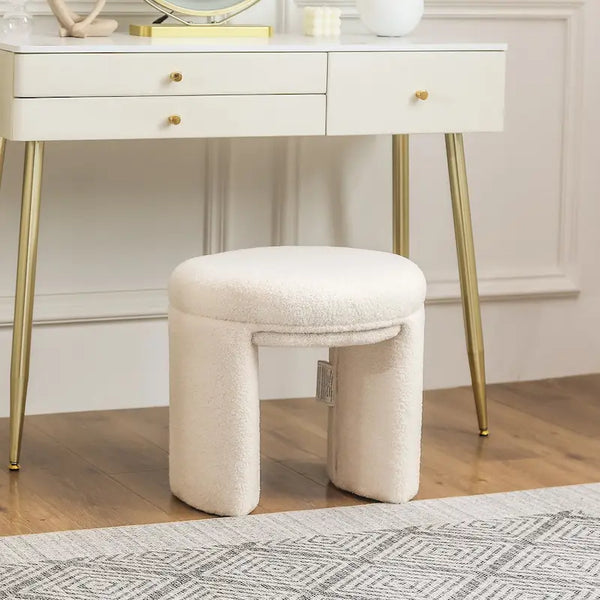 Adeco Small Teddy Ottoman - Low Vanity Foot Stool