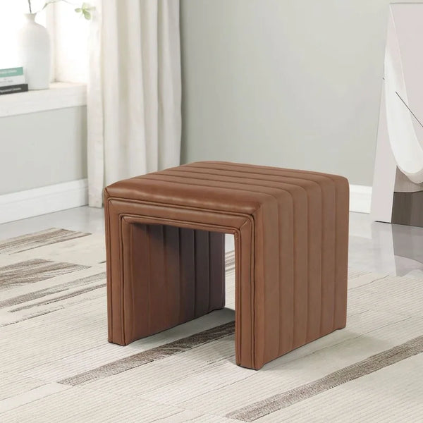 HomePop Contemporary Channel-Designed Ottoman