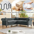 Classic Chesterfield L-Shaped Sectional Sofa with Deep Buttoned Rolled Arms