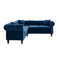 Classic Chesterfield L-Shaped Sectional Sofa with Deep Buttoned Rolled Arms