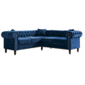 Classic Chesterfield L-Shaped Sectional Sofa with Deep Buttoned Rolled Arms