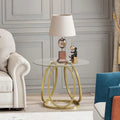 Myhozm Glass Side Table for Living Room with Sturdy Metal Frame