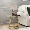Myhozm Glass Side Table for Living Room with Sturdy Metal Frame