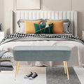 Adeco Velvet Footrest Bench with Metal Legs - Stylish Bed End Stool and Dressing Chair