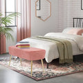 Adeco Velvet Footrest Bench with Metal Legs - Stylish Bed End Stool and Dressing Chair