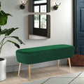Adeco Velvet Footrest Bench with Metal Legs - Stylish Bed End Stool and Dressing Chair