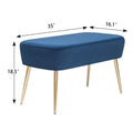 Adeco Velvet Footrest Bench with Metal Legs - Stylish Bed End Stool and Dressing Chair