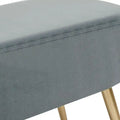 Adeco Velvet Footrest Bench with Metal Legs - Stylish Bed End Stool and Dressing Chair