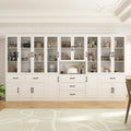 78.7-Inch Modular White Curio Cabinet with Glass Doors for Buffet Display
