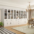 78.7-Inch Modular White Curio Cabinet with Glass Doors for Buffet Display