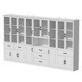 78.7-Inch Modular White Curio Cabinet with Glass Doors for Buffet Display