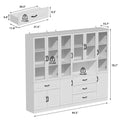 78.7-Inch Modular White Curio Cabinet with Glass Doors for Buffet Display