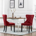 Set of 2 Grandview Tufted Upholstered Dining Chairs with Nailhead Trim and Ring Pull