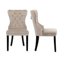 Set of 2 Grandview Tufted Upholstered Dining Chairs with Nailhead Trim and Ring Pull