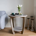 COZAYH Set of 2 Rustic Farmhouse End Tables with Storage Shelf - Vintage Grey French Country Accent Side Tables
