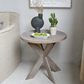 COZAYH Set of 2 Rustic Farmhouse End Tables with Storage Shelf - Vintage Grey French Country Accent Side Tables